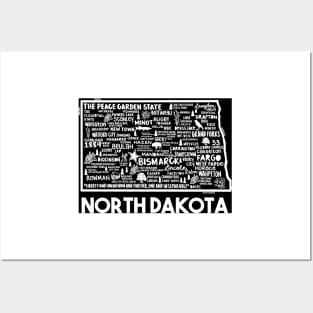 North Dakota Map Posters and Art